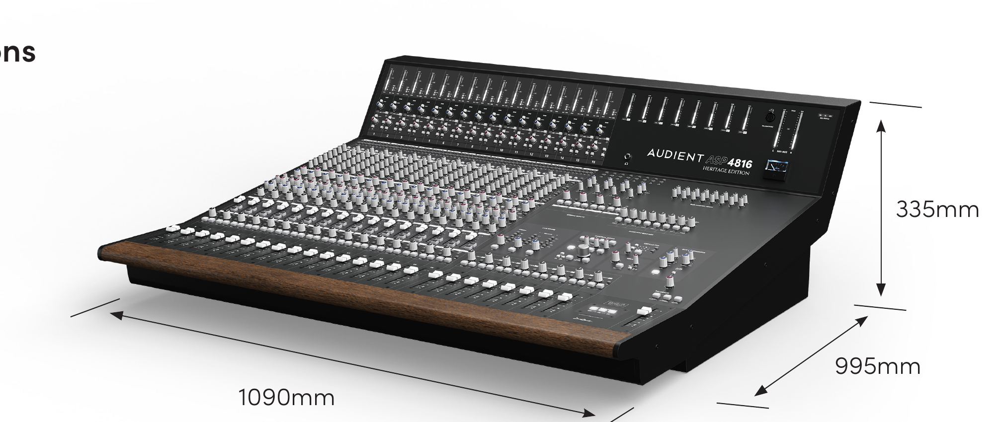 ASP4816-HE console dimensions: 1090 mm wide, 995 mm deep and 335 mm high
