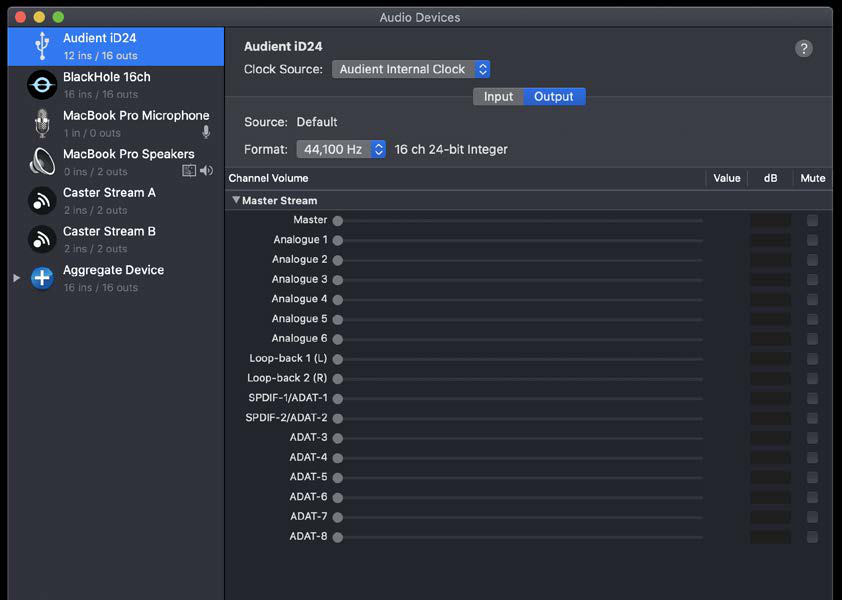 iD24 in Audio MIDI Setup