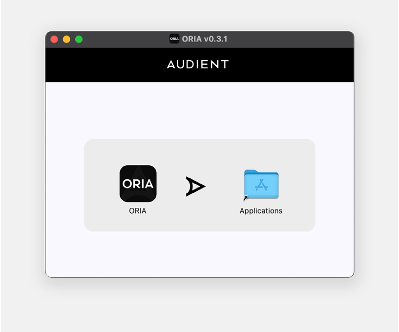 Dragging ORIA Control into the macOS Applications folder