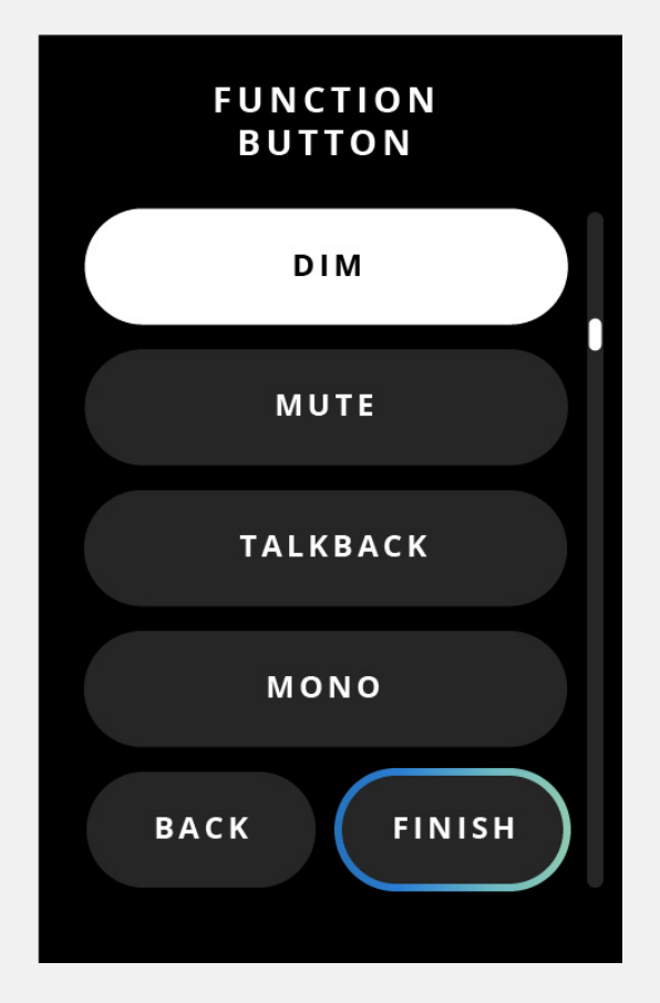 ORIA Function Button assignment options
