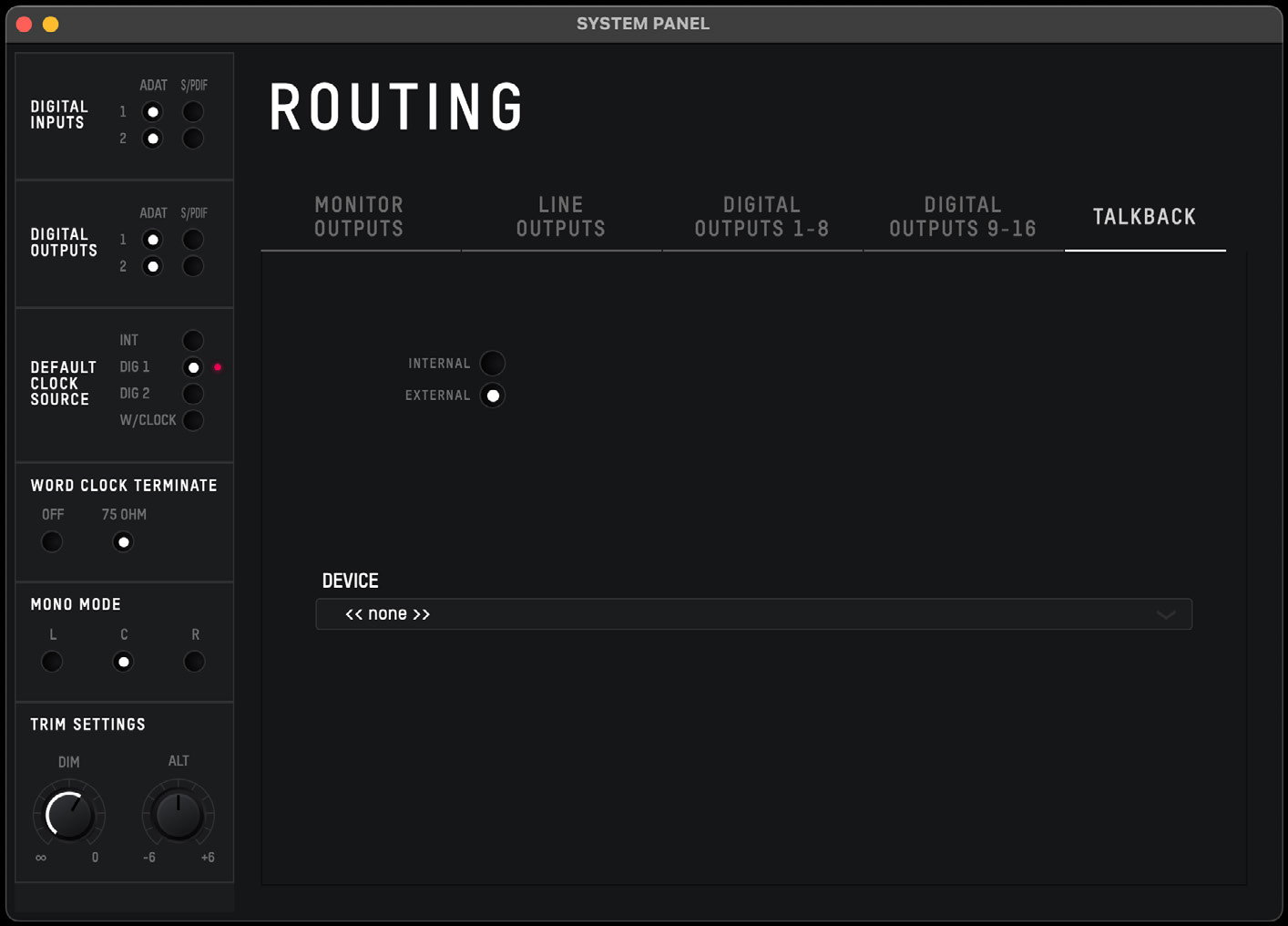 iD48 talkback settings