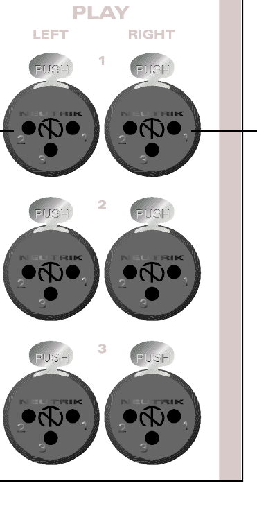 ASP8024 Play 1, Play 2 and Play 3 left and right input connectors