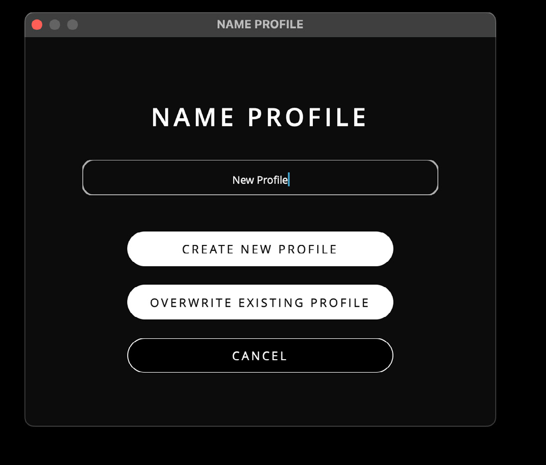 Fenster Import Profile mit den Optionen Create New Profile und Overwrite Existing Profile