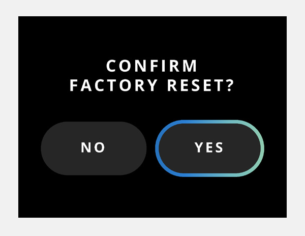 ORIA Factory-Reset-Bestätigung