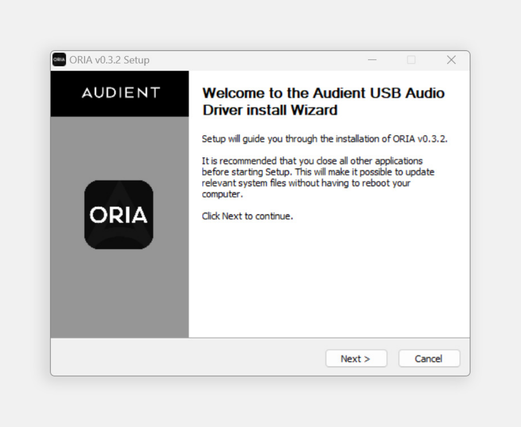 ORIA Windows-Installationsprogramm