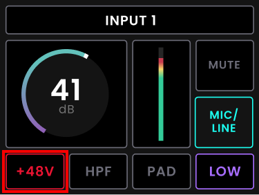 Horizon 8P – Panel frontal y Motion UI, Phantom power