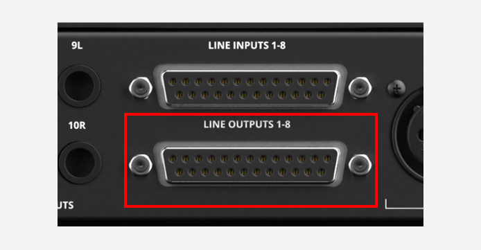 Horizon 8P – Panel trasero y conexiones, Salidas de línea D-sub