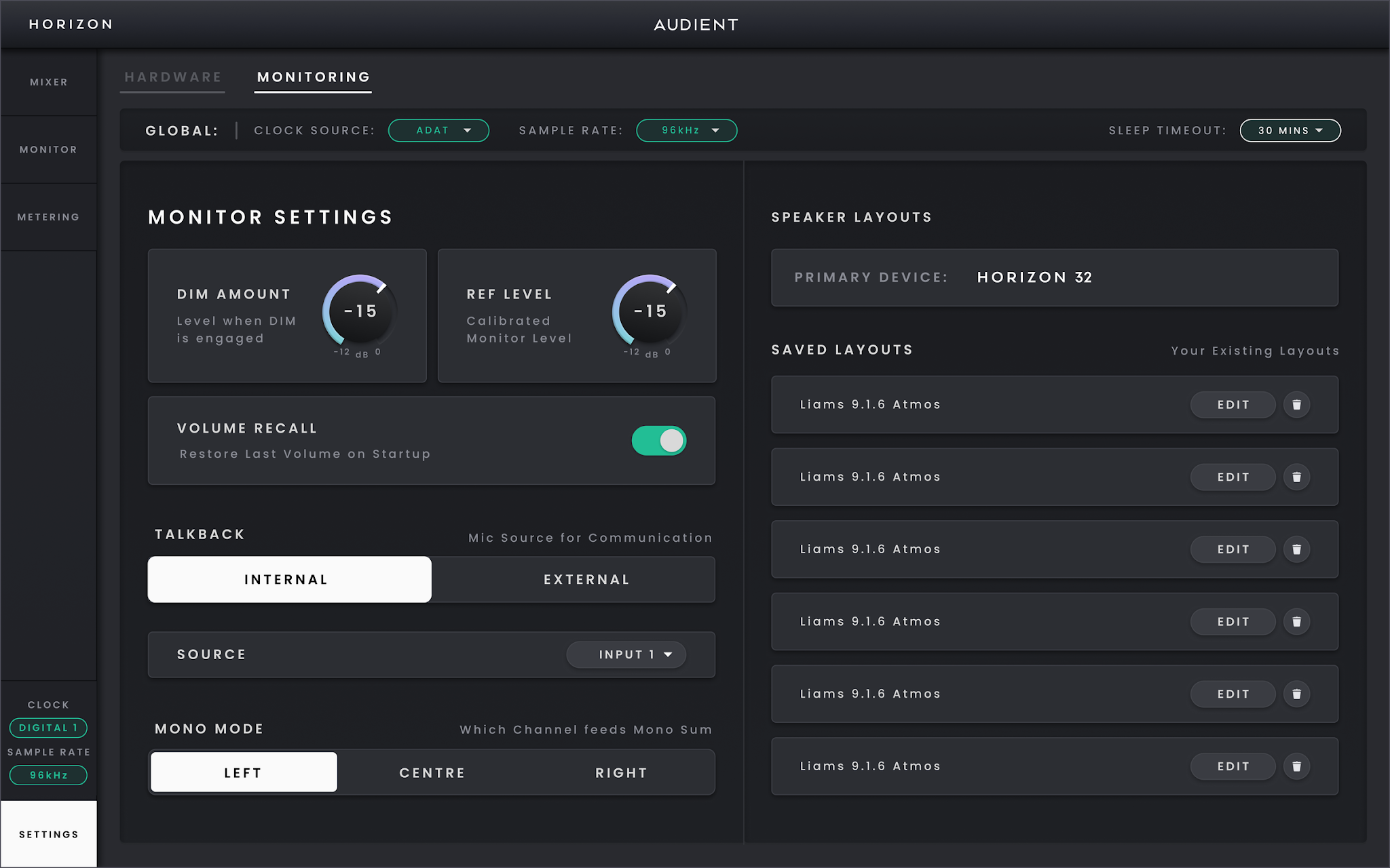 Horizon 32 – Hardware Settings y varios dispositivos