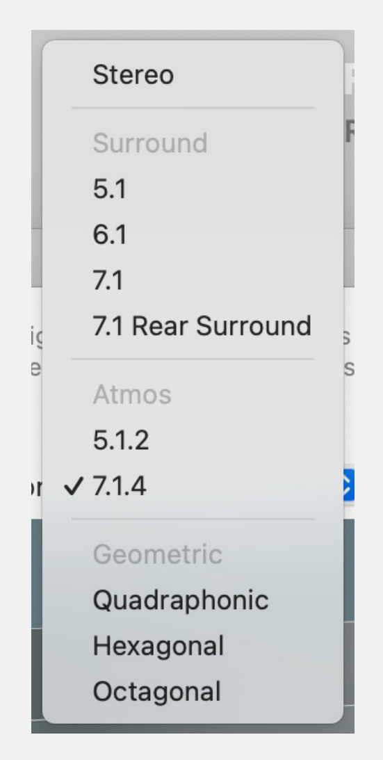 Selección de una configuración de altavoces en Audio MIDI Setup de macOS