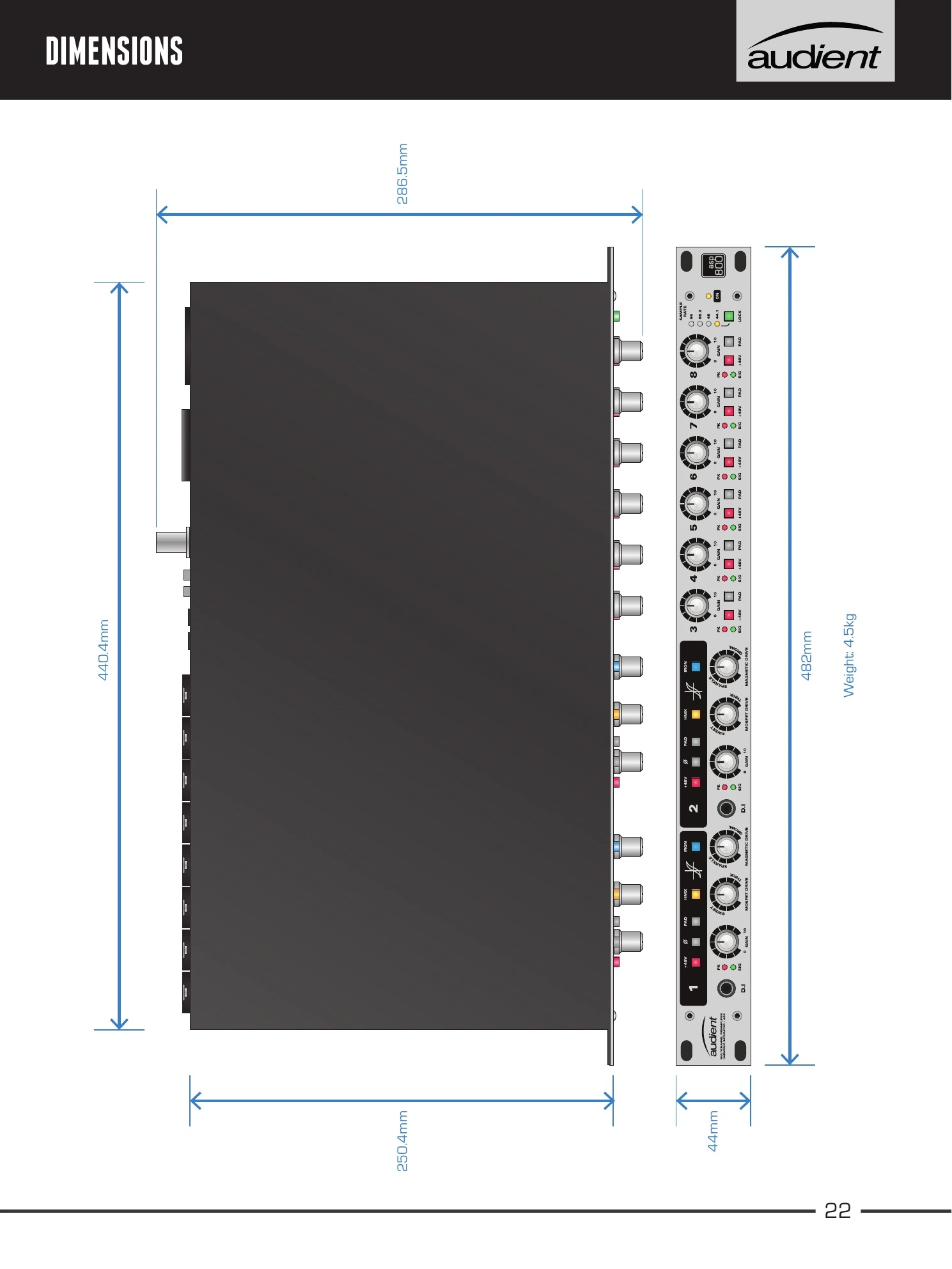 Dessin coté ASP800 du manuel source