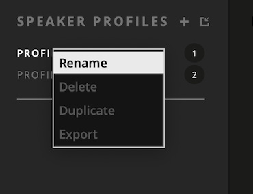 Option Delete dans le menu Profile d’ORIA Control