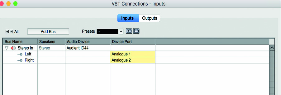 Ancien exemple Cubase VST Connections