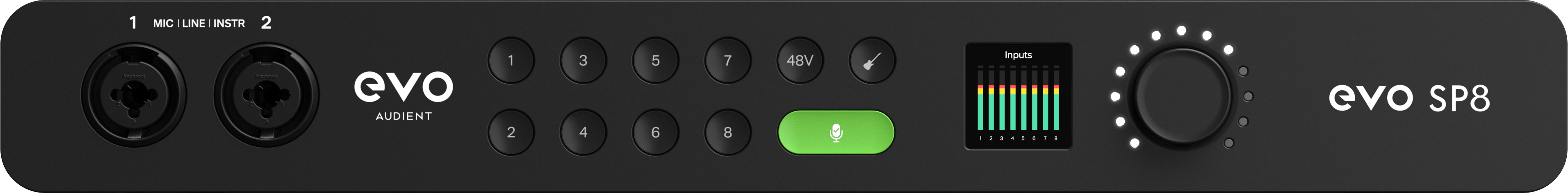 EVO SP8 smart preamp, front three-quarter व्यू