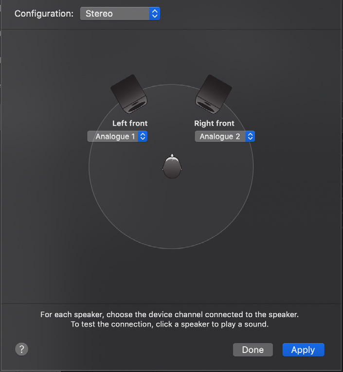 macOS Audio MIDI Setup में iD48 सिस्टम प्लेबैक चैनल्स कॉन्फ़िगर करना