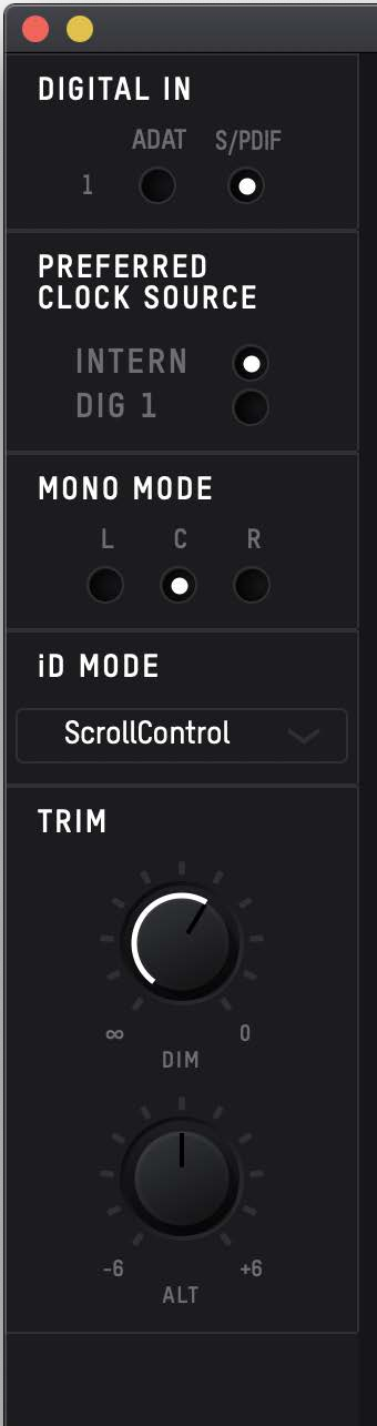 iD Mixer System पैनल कंट्रोल्स