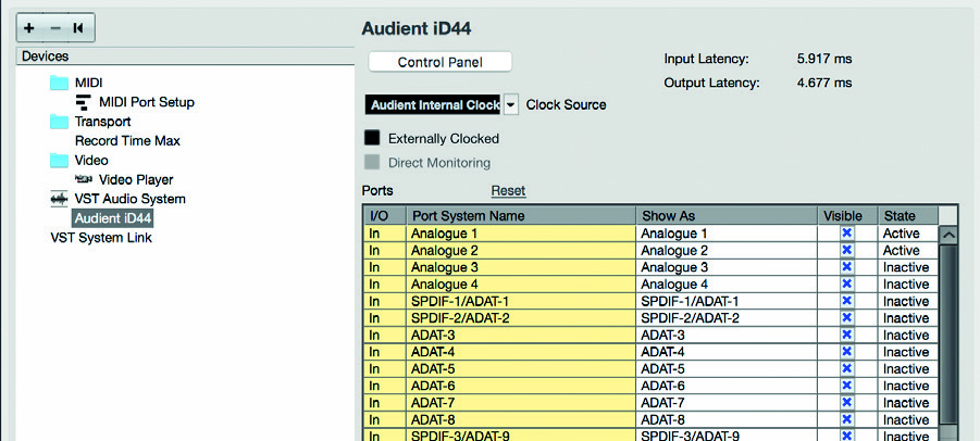 Legacy Cubase iD44 ऑडियो-ड्राइवर सेटअप उदाहरण