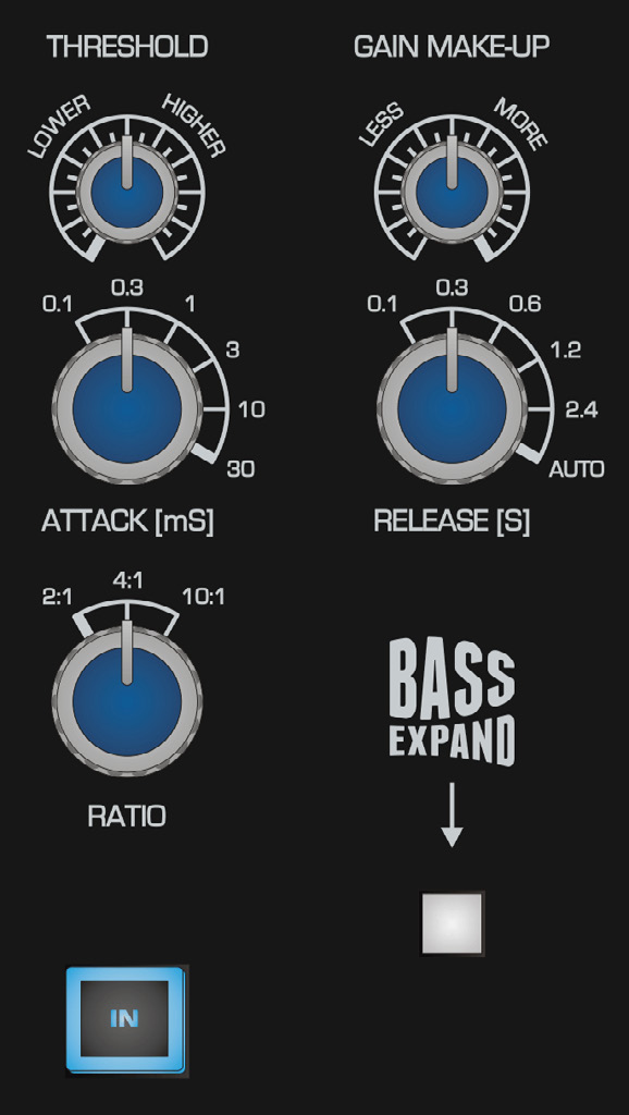 ASP8024-HE stereo bus compressor कंट्रोल्स