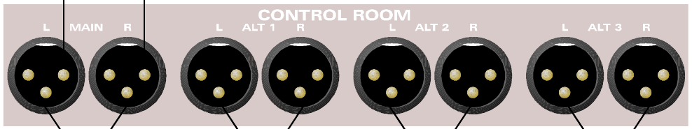 Coppia Main e tre coppie Alternative delle uscite altoparlanti Control Room di ASP8024