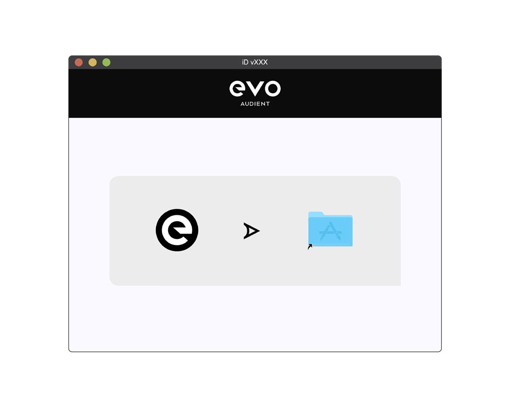Installer EVO per macOS con l'applicazione trascinata nella cartella Applications
