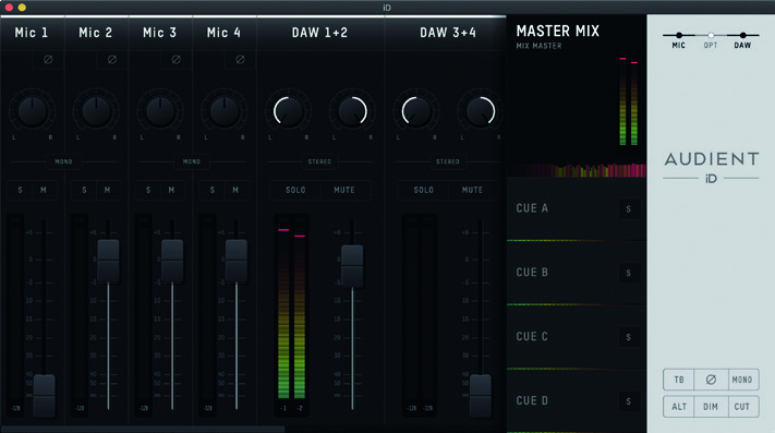 Panoramica iD Software Mixer per iD44 MKII