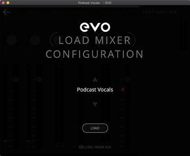 EVO Load Mixer 構成画面
