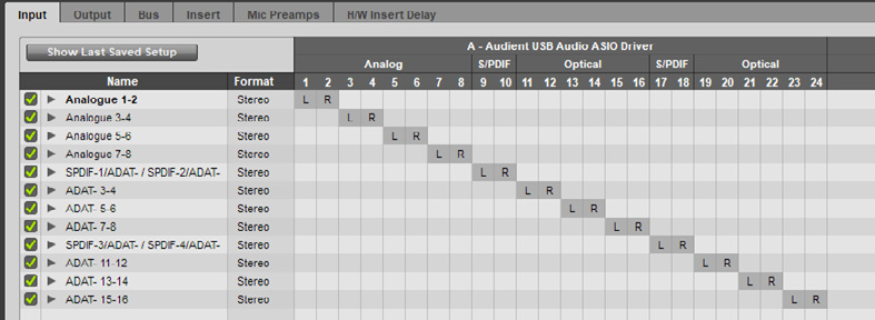 Pro Tools I/O Setup の例