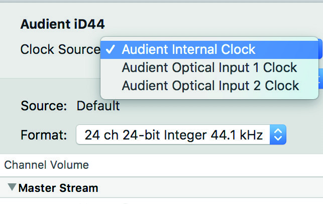 iD44 の旧 Audio MIDI Setup サンプルレート 例
