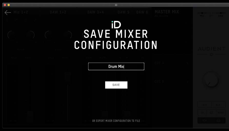 ミキサー設定の保存