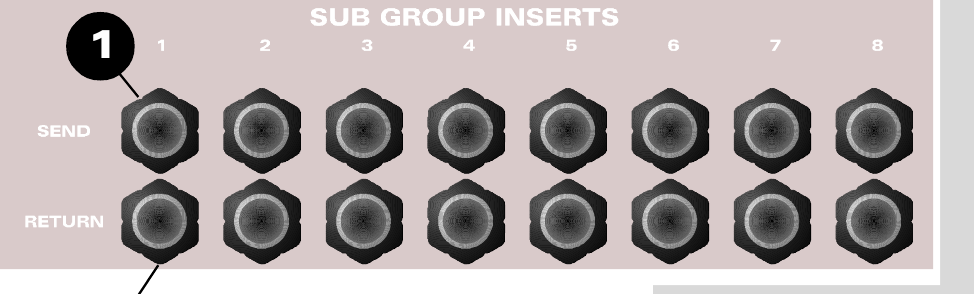 ASP8024 subgroup insert send and return connectors for subgroups 1 to 8