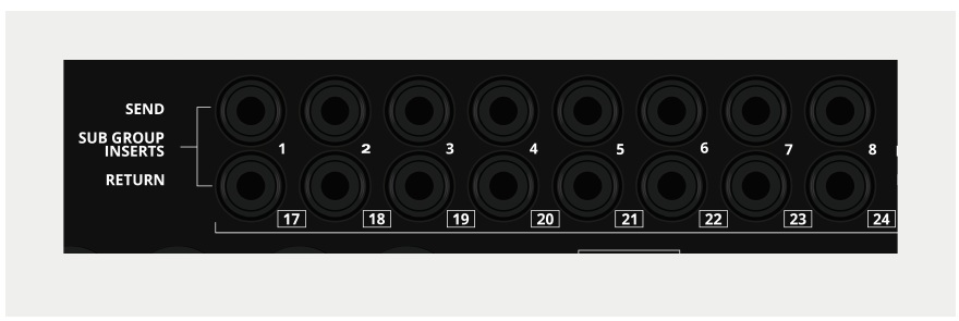 ASP4816-SE の Subgroup インサートセンド／リターンおよび Line Input 17–24