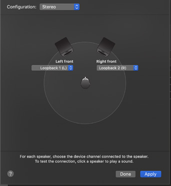 EVO 8 Loopback 출력이 선택된 macOS 스피커 할당 창
