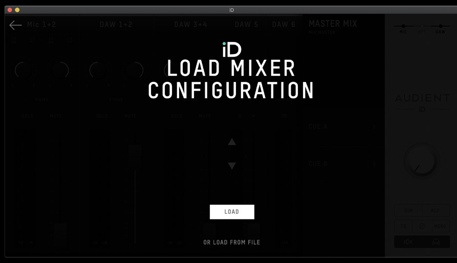 Load Mixer Configuration 창