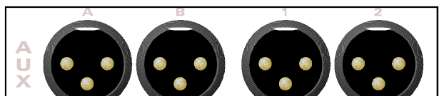 Auxiliary A, Auxiliary B e representative numbered auxiliary XLR outputs do ASP8024