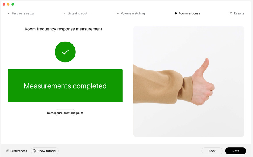 Tela Measurements completed do SoundID Reference