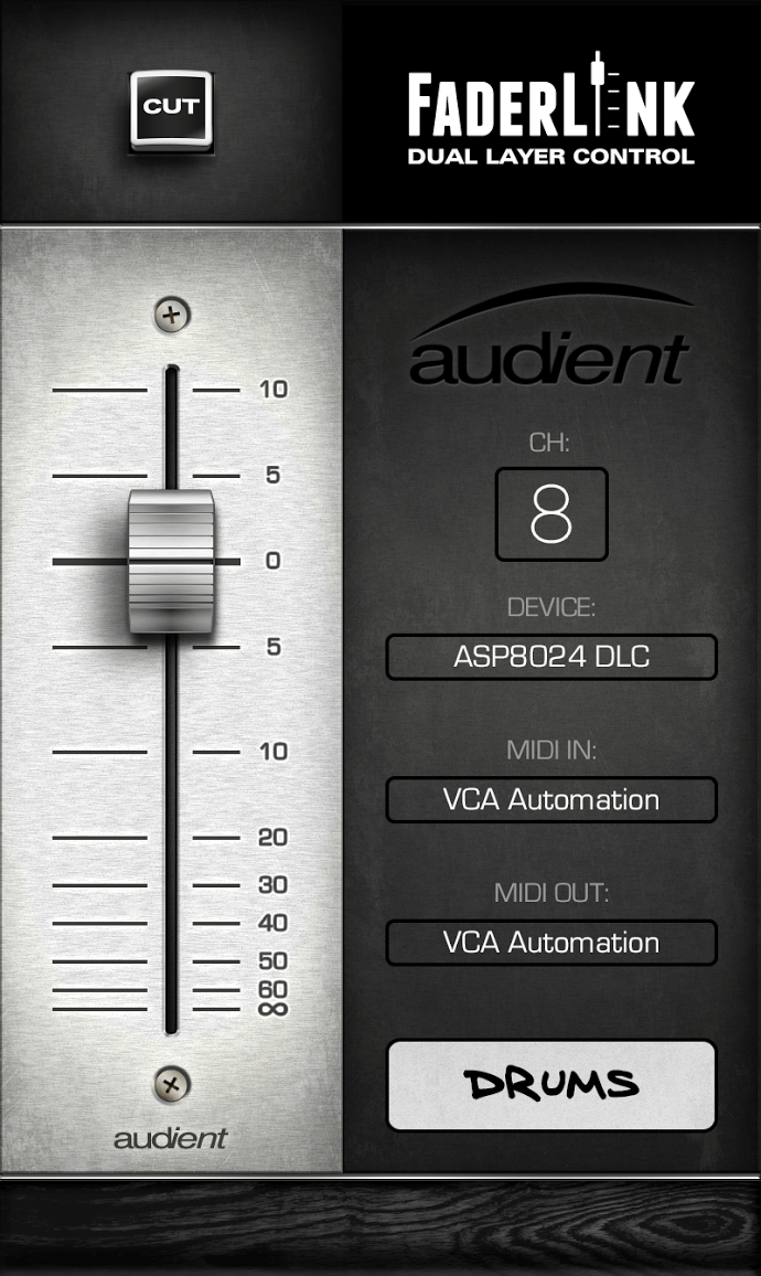 Interface do plug-in Faderlink do ASP8024-HE