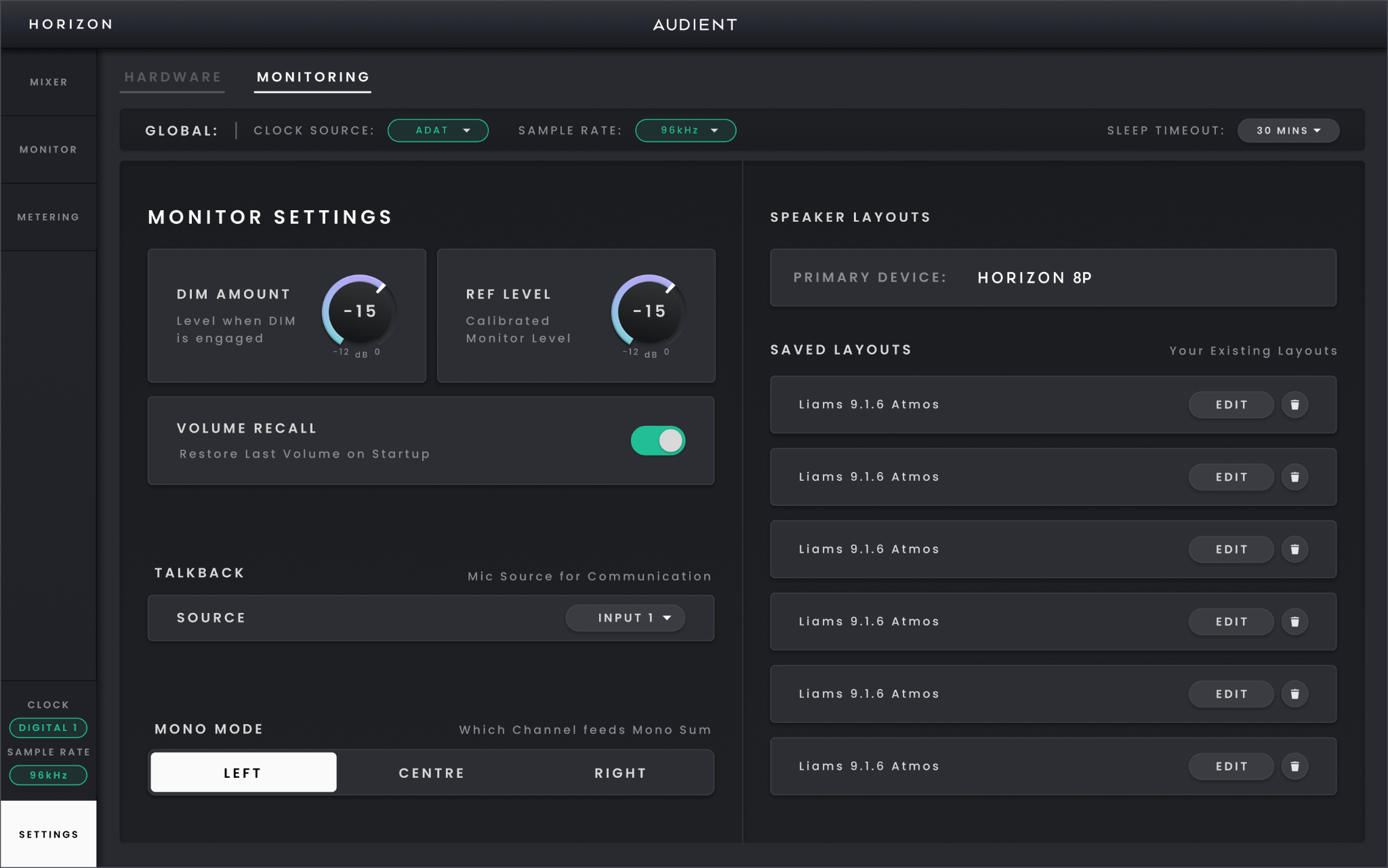 Horizon 8P Hardware Settings 与多设备