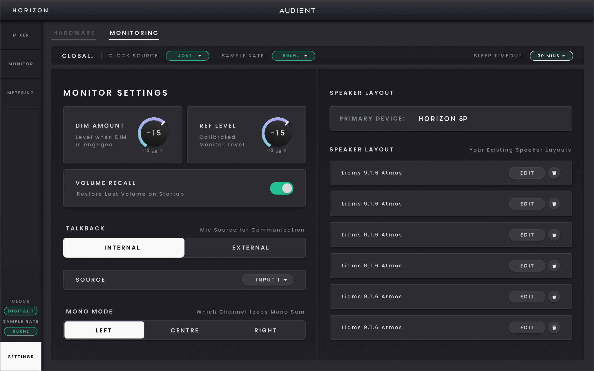 Horizon 8P Hardware Settings 与多设备，Monitor Settings