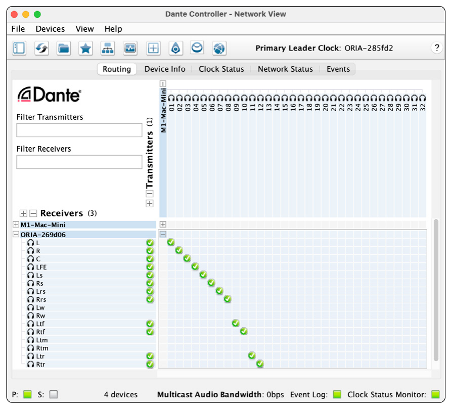 7.1.4 ORIA 系统的 Dante Controller 路由