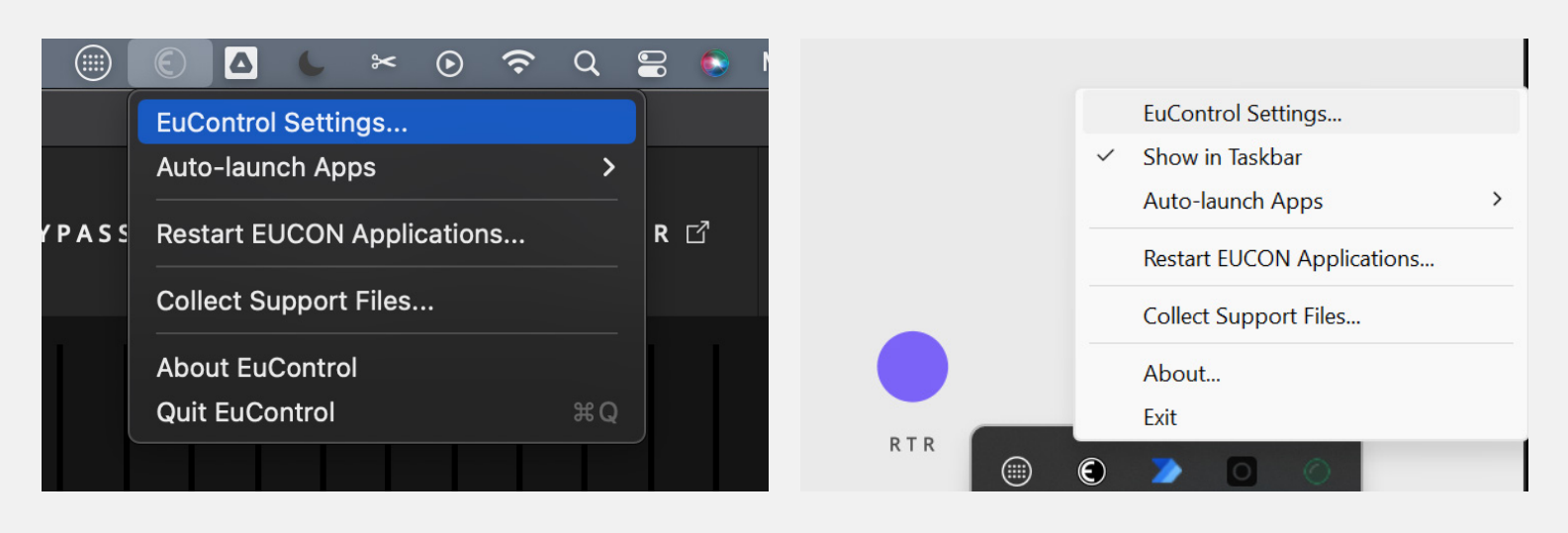 打开 EuControl Settings 面板