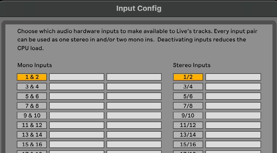 Ableton Live 输入配置示例